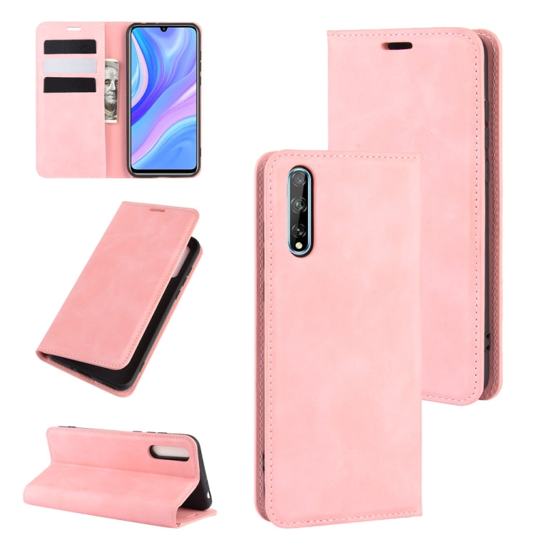 For Huawei Y8p/Enjoy 10s  Retro-skin Business Magnetic Suction Leather Case with Holder & Card Slots & Wallet