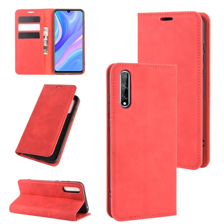 For Huawei Y8p/Enjoy 10s  Retro-skin Business Magnetic Suction Leather Case with Holder & Card Slots & Wallet