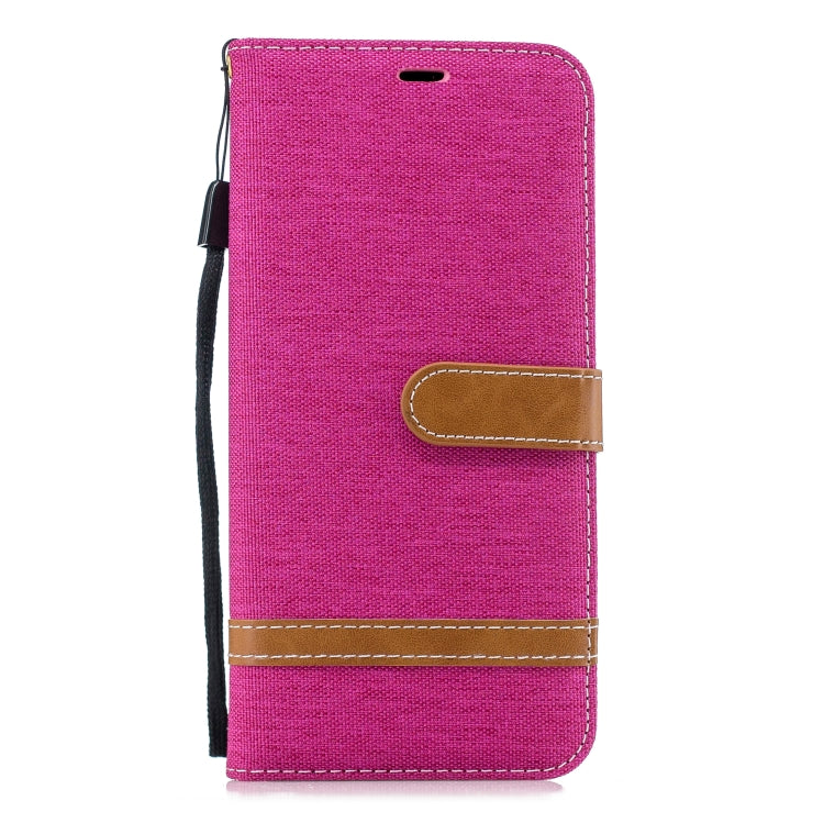 Color Matching Denim Texture Leather Case for Galaxy J4+, with Holder & Card Slots & Wallet & Lanyard