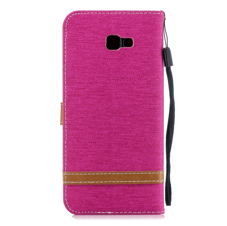 Color Matching Denim Texture Leather Case for Galaxy J4+, with Holder & Card Slots & Wallet & Lanyard