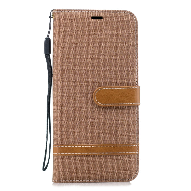 Color Matching Denim Texture Leather Case for Galaxy J4+, with Holder & Card Slots & Wallet & Lanyard