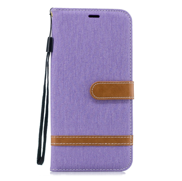 Color Matching Denim Texture Leather Case for Galaxy J4+, with Holder & Card Slots & Wallet & Lanyard