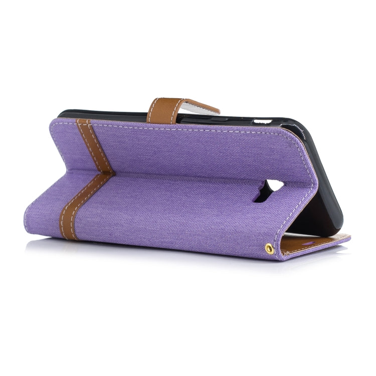 Color Matching Denim Texture Leather Case for Galaxy J4+, with Holder & Card Slots & Wallet & Lanyard