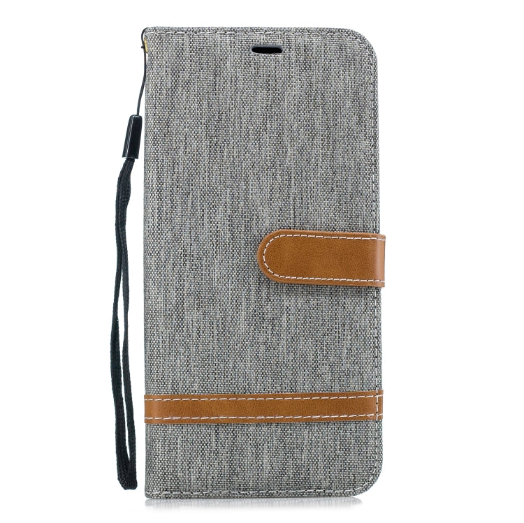 Color Matching Denim Texture Leather Case for Galaxy J4+, with Holder & Card Slots & Wallet & Lanyard