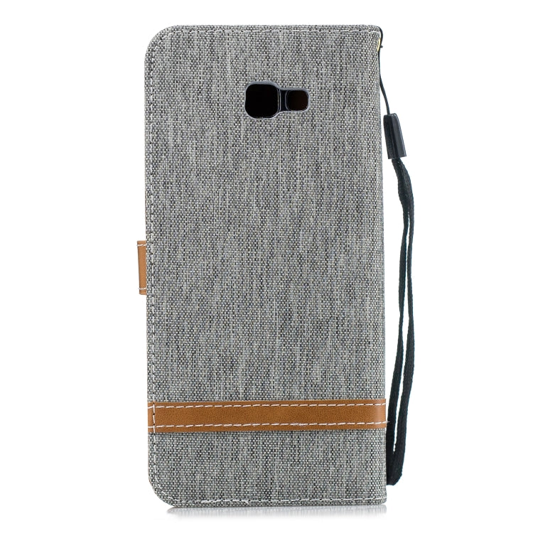 Color Matching Denim Texture Leather Case for Galaxy J4+, with Holder & Card Slots & Wallet & Lanyard