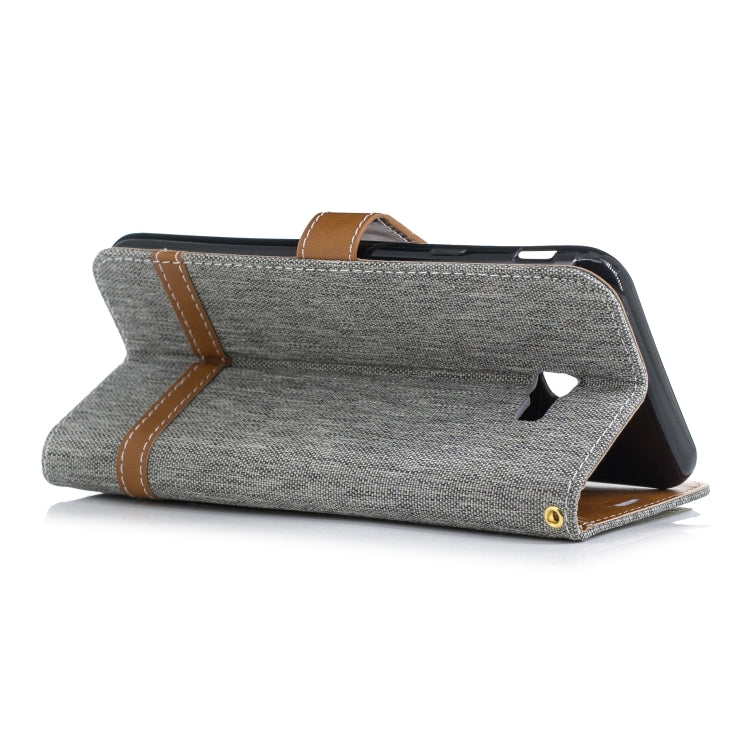 Color Matching Denim Texture Leather Case for Galaxy J4+, with Holder & Card Slots & Wallet & Lanyard