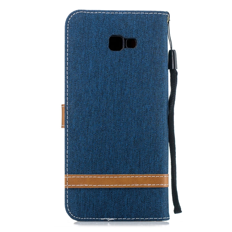 Color Matching Denim Texture Leather Case for Galaxy J4+, with Holder & Card Slots & Wallet & Lanyard