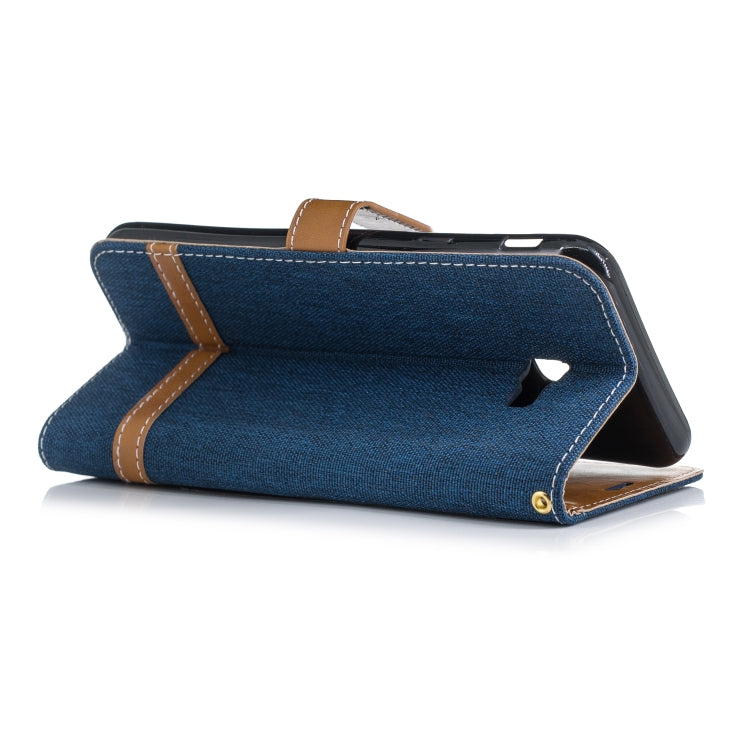 Color Matching Denim Texture Leather Case for Galaxy J4+, with Holder & Card Slots & Wallet & Lanyard