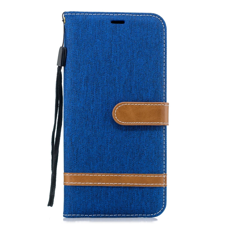 Color Matching Denim Texture Leather Case for Galaxy J4+, with Holder & Card Slots & Wallet & Lanyard