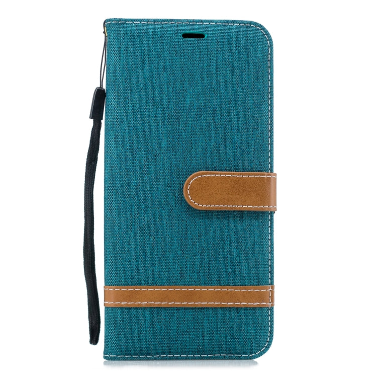 Color Matching Denim Texture Leather Case for Galaxy J4+, with Holder & Card Slots & Wallet & Lanyard