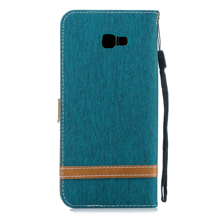 Color Matching Denim Texture Leather Case for Galaxy J4+, with Holder & Card Slots & Wallet & Lanyard