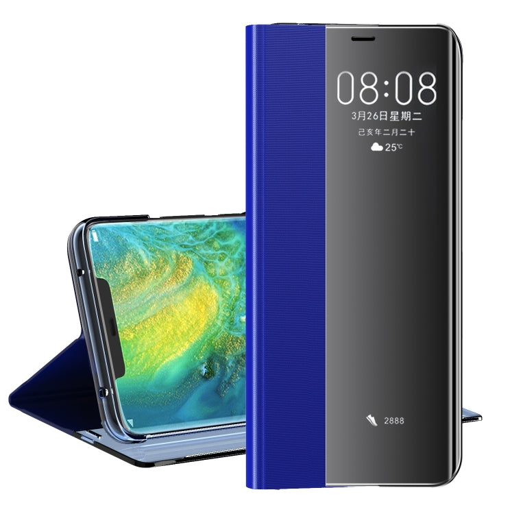 For Huawei P40 Pro Side Display Magnetic Horizontal Flip Plain Texture Cloth + PC Case with Holder & Sleep / Wake-up Function