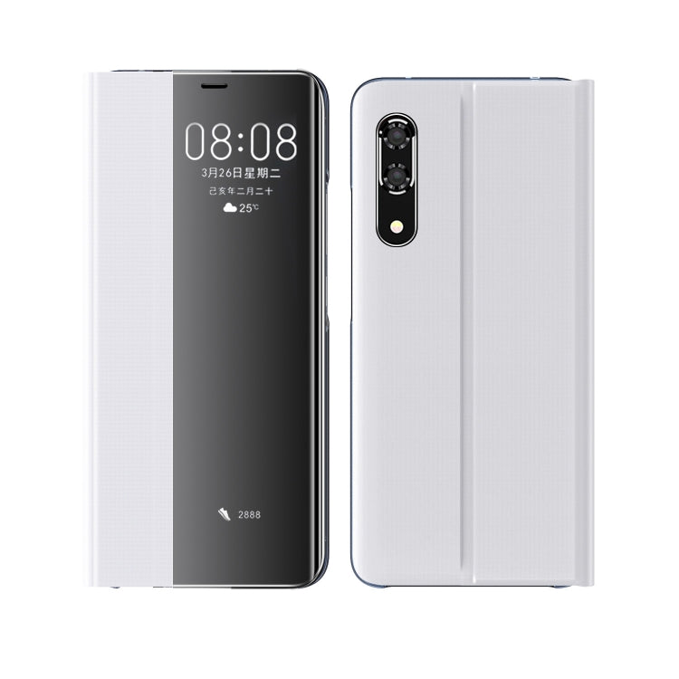 For Huawei P30 Side Window Display Comes With Hibernation/Bracket Function Plain Cloth Without Flip To Answer The Phone Case