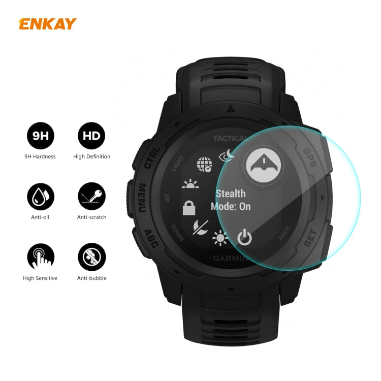 For Garmin Instinct Tactical ENKAY Hat-Prince 0.2mm 9H 2.15D Curved Edge Tempered Glass Screen Protector  Watch Film