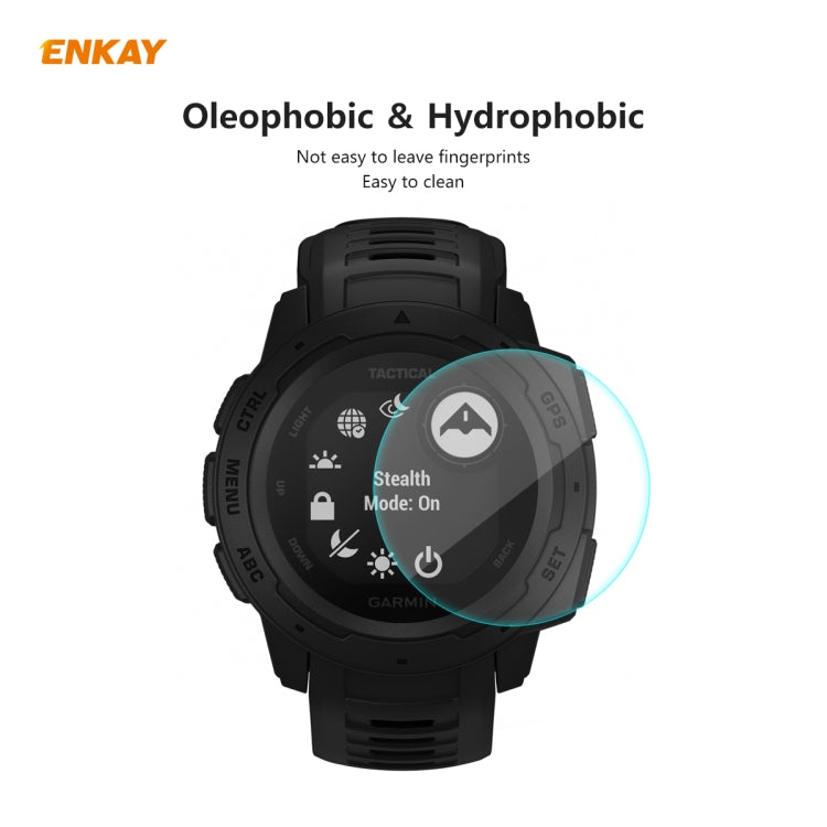 For Garmin Instinct Tactical ENKAY Hat-Prince 0.2mm 9H 2.15D Curved Edge Tempered Glass Screen Protector  Watch Film