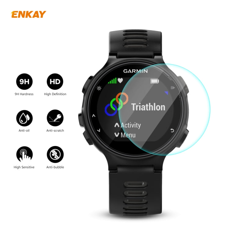For Garmin Forerunner 735 / 735XT 2 PCS ENKAY Hat-Prince 0.2mm 9H 2.15D Curved Edge Tempered Glass Screen Protector  Watch Film