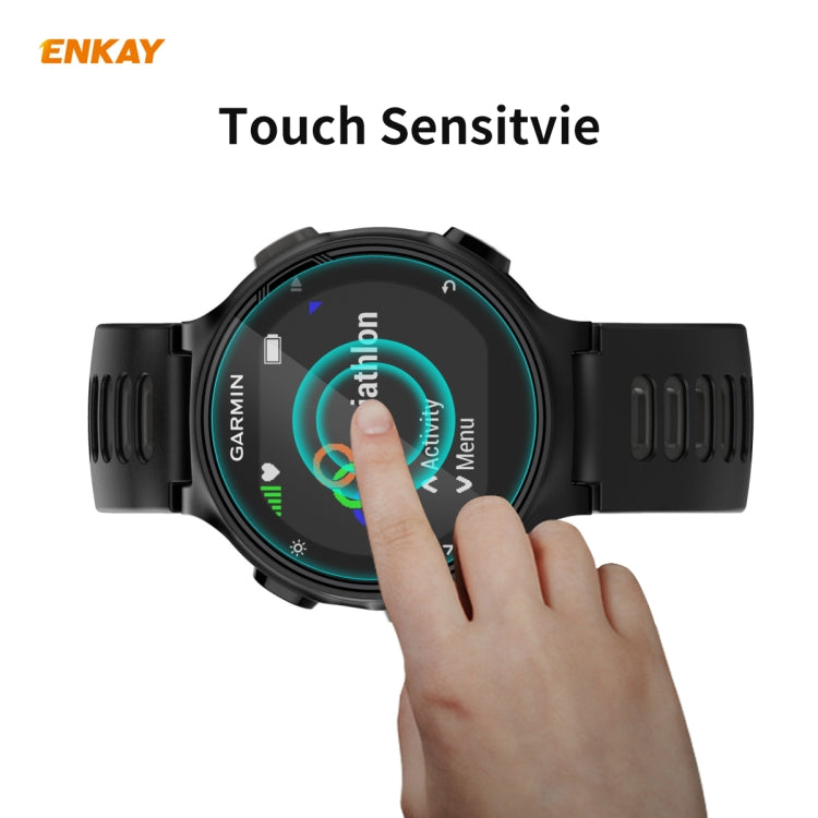 For Garmin Forerunner 735 / 735XT 2 PCS ENKAY Hat-Prince 0.2mm 9H 2.15D Curved Edge Tempered Glass Screen Protector  Watch Film