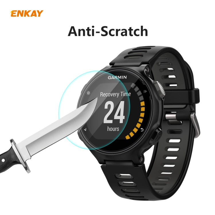 For Garmin Forerunner 735 / 735XT 2 PCS ENKAY Hat-Prince 0.2mm 9H 2.15D Curved Edge Tempered Glass Screen Protector  Watch Film