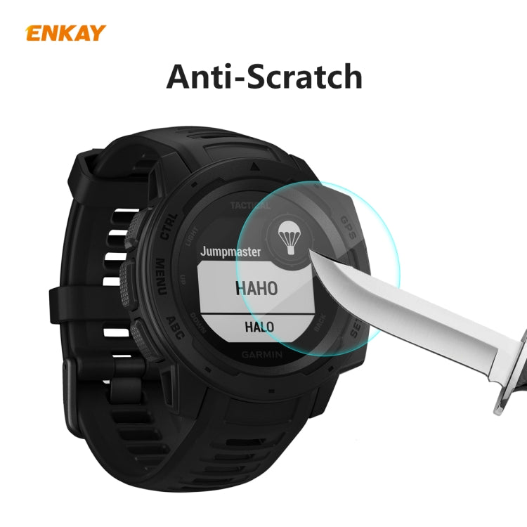 For Garmin Instinct Tactical 2 PCS ENKAY Hat-Prince 0.2mm 9H 2.15D Curved Edge Tempered Glass Screen Protector  Watch Film