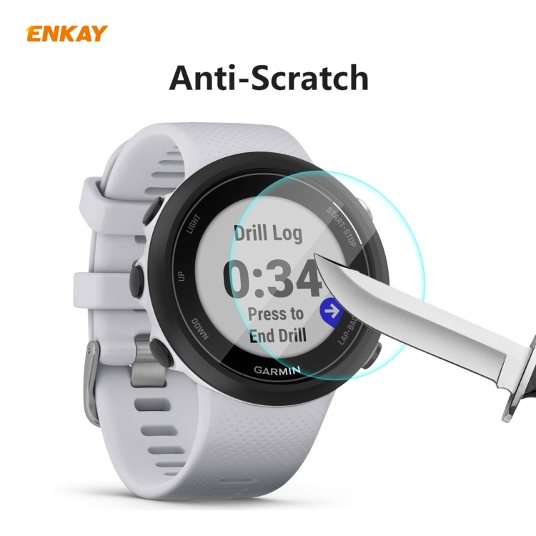 For Garmin Swim 2 2 PCS ENKAY Hat-Prince 0.2mm 9H 2.15D Curved Edge Tempered Glass Screen Protector  Watch Film