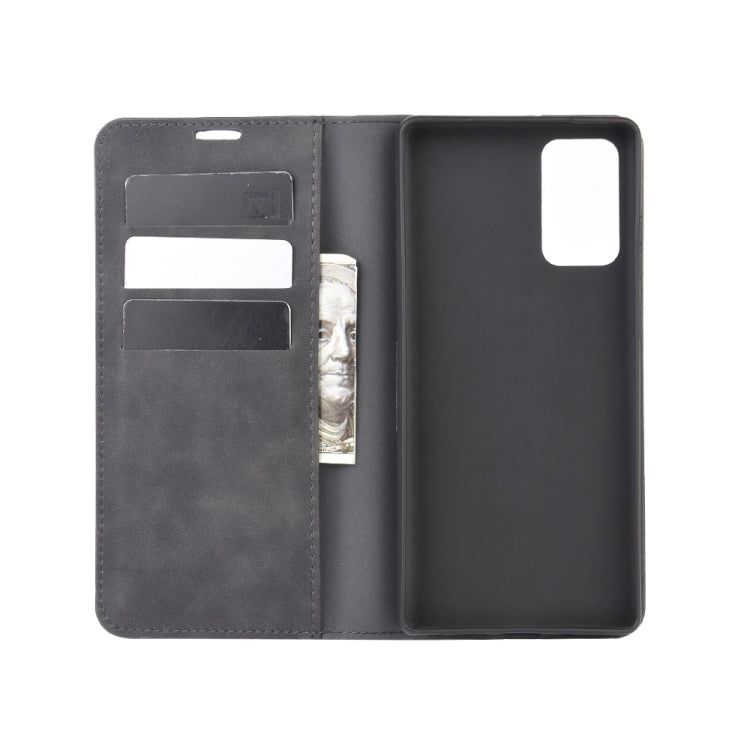 For Samsung Galaxy Note20 Retro-skin Business Magnetic Suction Leather Case with Holder & Card Slots & Wallet