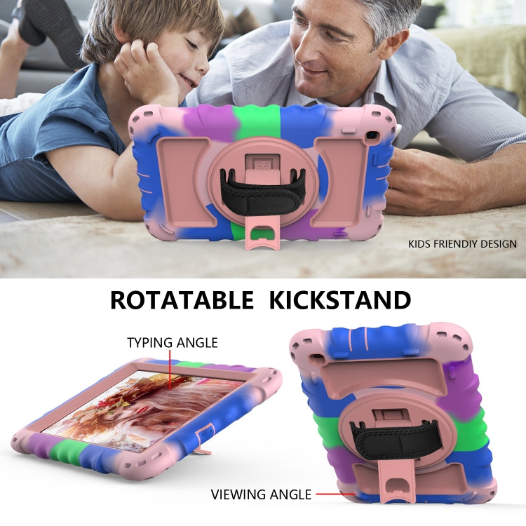 For Samsung Galaxy Tab A 8.0  2019 T290 / T295 360 Degree Rotation PC + Silicone Shockproof Combination Case with Holder & Hand Grip Strap & Neck Strap