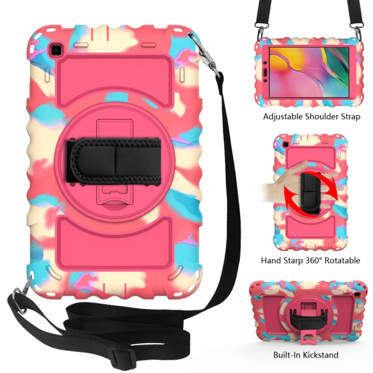 For Samsung Galaxy Tab A 8.0  2019 T290 / T295 360 Degree Rotation PC + Silicone Shockproof Combination Case with Holder & Hand Grip Strap & Neck Strap