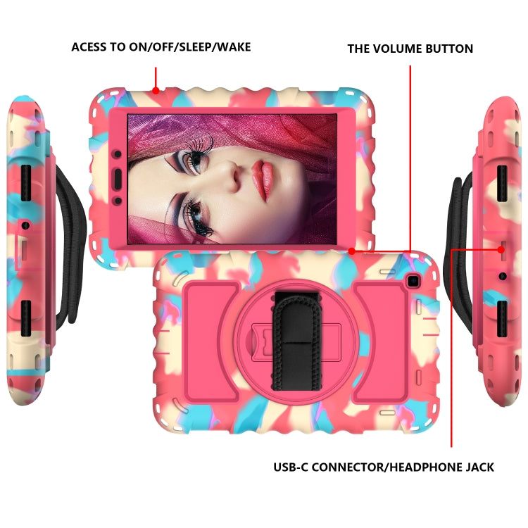 For Samsung Galaxy Tab A 8.0  2019 T290 / T295 360 Degree Rotation PC + Silicone Shockproof Combination Case with Holder & Hand Grip Strap & Neck Strap
