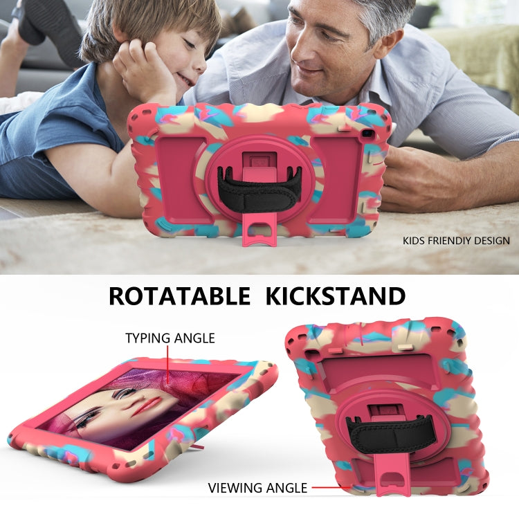 For Samsung Galaxy Tab A 8.0  2019 T290 / T295 360 Degree Rotation PC + Silicone Shockproof Combination Case with Holder & Hand Grip Strap & Neck Strap