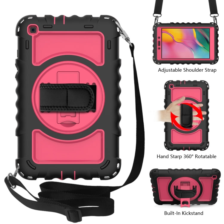 For Samsung Galaxy Tab A 8.0  2019 T290 / T295 360 Degree Rotation PC + Silicone Shockproof Combination Case with Holder & Hand Grip Strap & Neck Strap