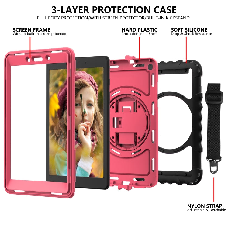 For Samsung Galaxy Tab A 8.0  2019 T290 / T295 360 Degree Rotation PC + Silicone Shockproof Combination Case with Holder & Hand Grip Strap & Neck Strap