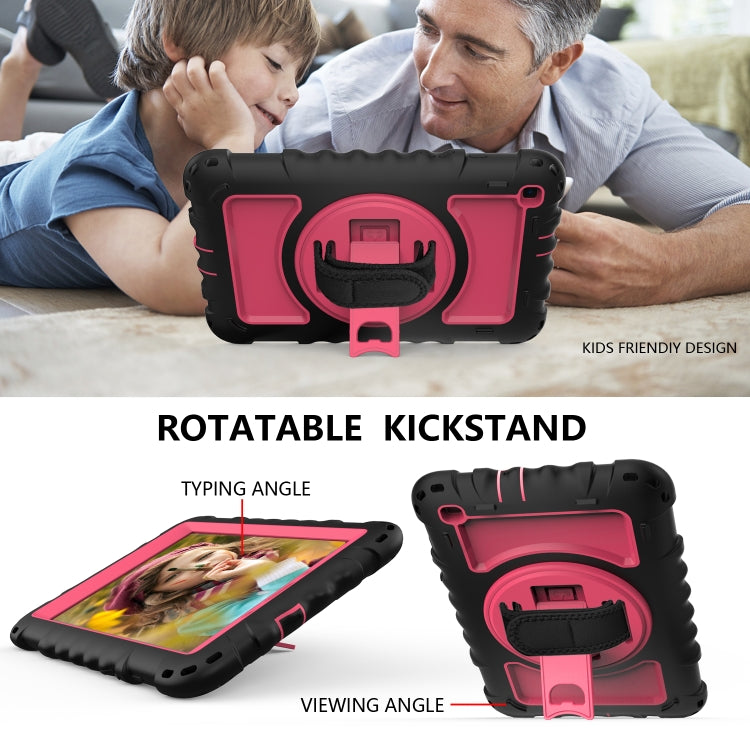For Samsung Galaxy Tab A 8.0  2019 T290 / T295 360 Degree Rotation PC + Silicone Shockproof Combination Case with Holder & Hand Grip Strap & Neck Strap