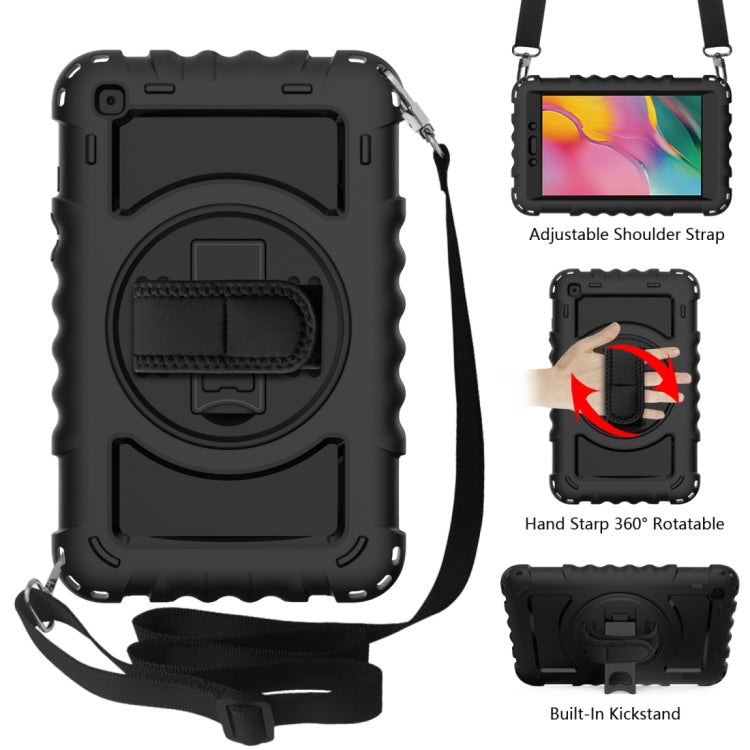 For Samsung Galaxy Tab A 8.0  2019 T290 / T295 360 Degree Rotation PC + Silicone Shockproof Combination Case with Holder & Hand Grip Strap & Neck Strap