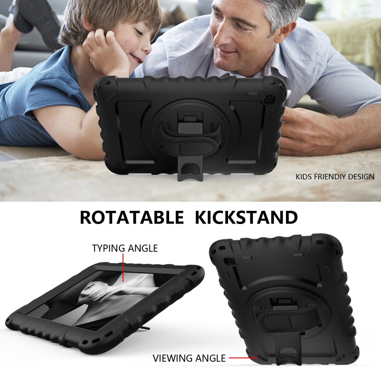 For Samsung Galaxy Tab A 8.0  2019 T290 / T295 360 Degree Rotation PC + Silicone Shockproof Combination Case with Holder & Hand Grip Strap & Neck Strap