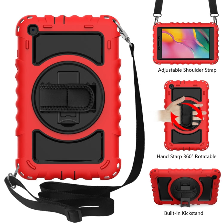 For Samsung Galaxy Tab A 8.0  2019 T290 / T295 360 Degree Rotation PC + Silicone Shockproof Combination Case with Holder & Hand Grip Strap & Neck Strap