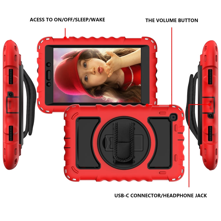 For Samsung Galaxy Tab A 8.0  2019 T290 / T295 360 Degree Rotation PC + Silicone Shockproof Combination Case with Holder & Hand Grip Strap & Neck Strap