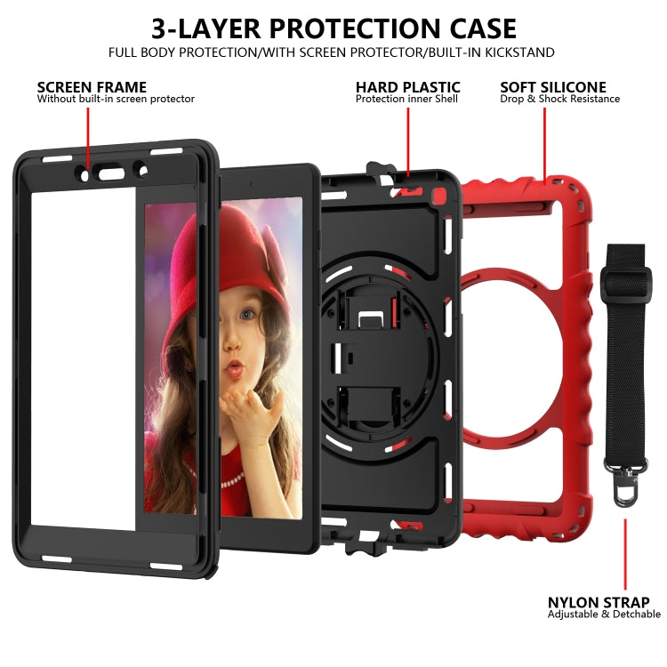 For Samsung Galaxy Tab A 8.0  2019 T290 / T295 360 Degree Rotation PC + Silicone Shockproof Combination Case with Holder & Hand Grip Strap & Neck Strap