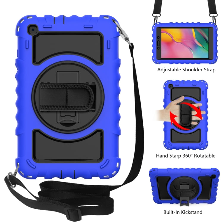For Samsung Galaxy Tab A 8.0  2019 T290 / T295 360 Degree Rotation PC + Silicone Shockproof Combination Case with Holder & Hand Grip Strap & Neck Strap