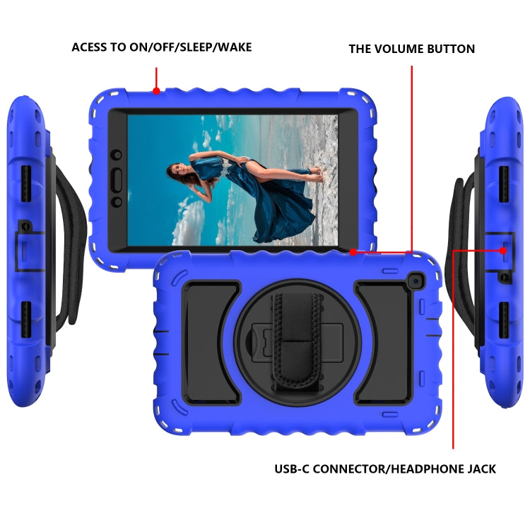 For Samsung Galaxy Tab A 8.0  2019 T290 / T295 360 Degree Rotation PC + Silicone Shockproof Combination Case with Holder & Hand Grip Strap & Neck Strap