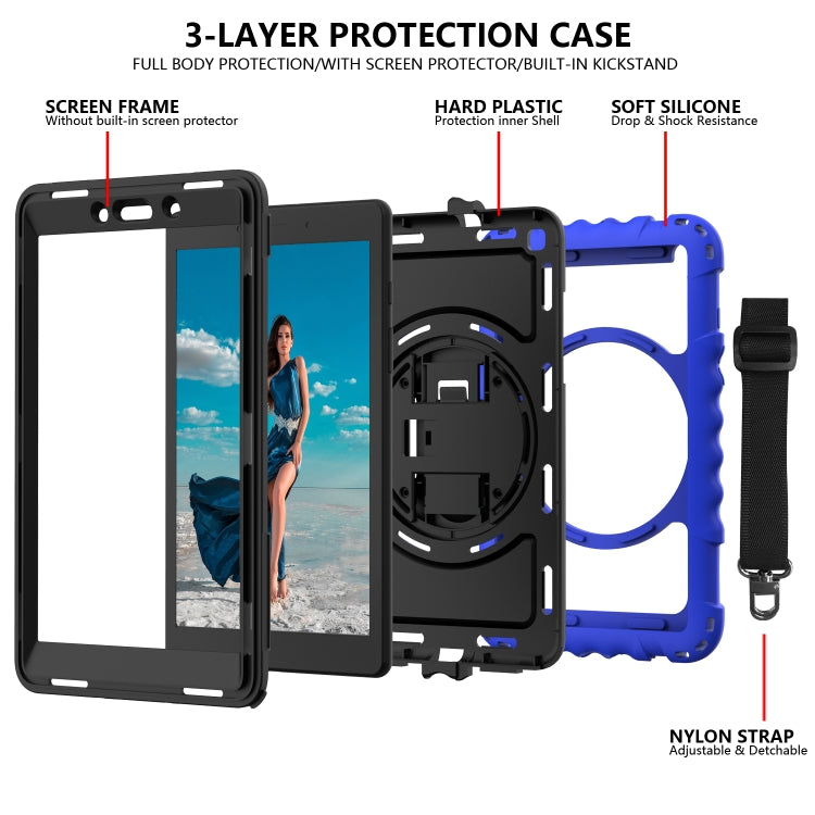 For Samsung Galaxy Tab A 8.0  2019 T290 / T295 360 Degree Rotation PC + Silicone Shockproof Combination Case with Holder & Hand Grip Strap & Neck Strap