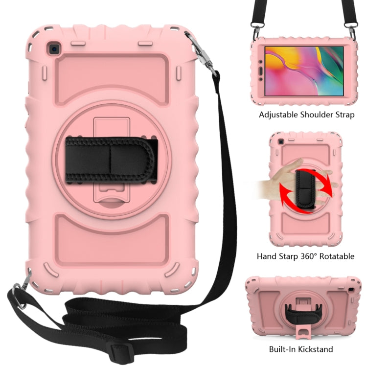 For Samsung Galaxy Tab A 8.0  2019 T290 / T295 360 Degree Rotation PC + Silicone Shockproof Combination Case with Holder & Hand Grip Strap & Neck Strap