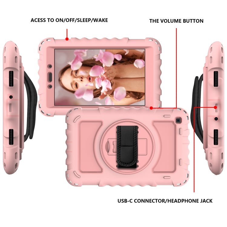 For Samsung Galaxy Tab A 8.0  2019 T290 / T295 360 Degree Rotation PC + Silicone Shockproof Combination Case with Holder & Hand Grip Strap & Neck Strap