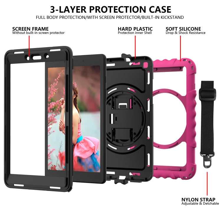 For Samsung Galaxy Tab A 8.0  2019 T290 / T295 360 Degree Rotation PC + Silicone Shockproof Combination Case with Holder & Hand Grip Strap & Neck Strap