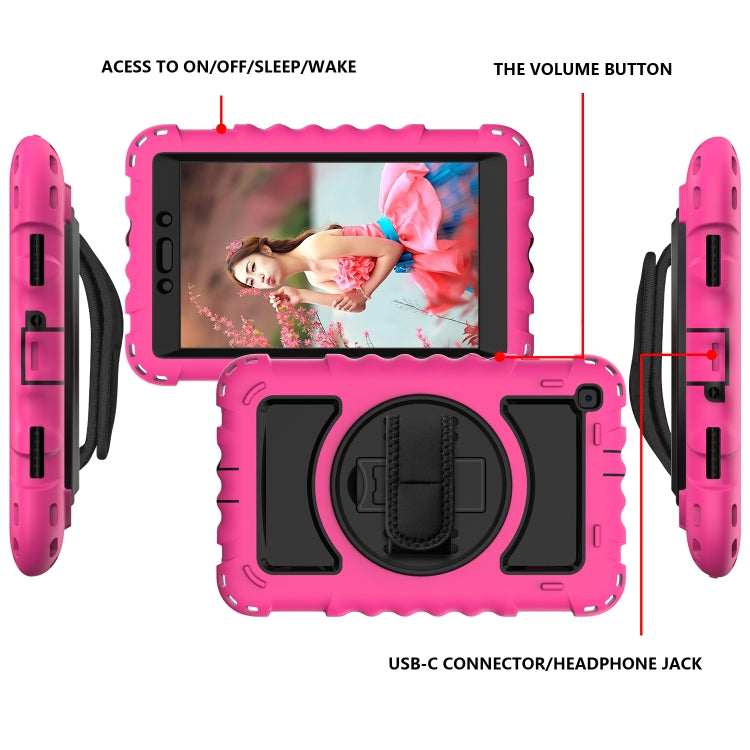 For Samsung Galaxy Tab A 8.0  2019 T290 / T295 360 Degree Rotation PC + Silicone Shockproof Combination Case with Holder & Hand Grip Strap & Neck Strap