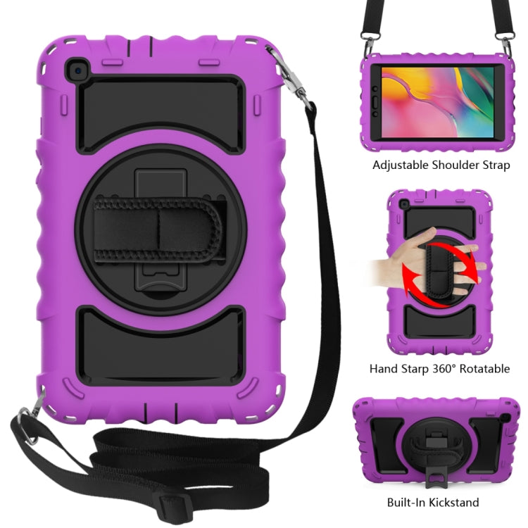 For Samsung Galaxy Tab A 8.0  2019 T290 / T295 360 Degree Rotation PC + Silicone Shockproof Combination Case with Holder & Hand Grip Strap & Neck Strap