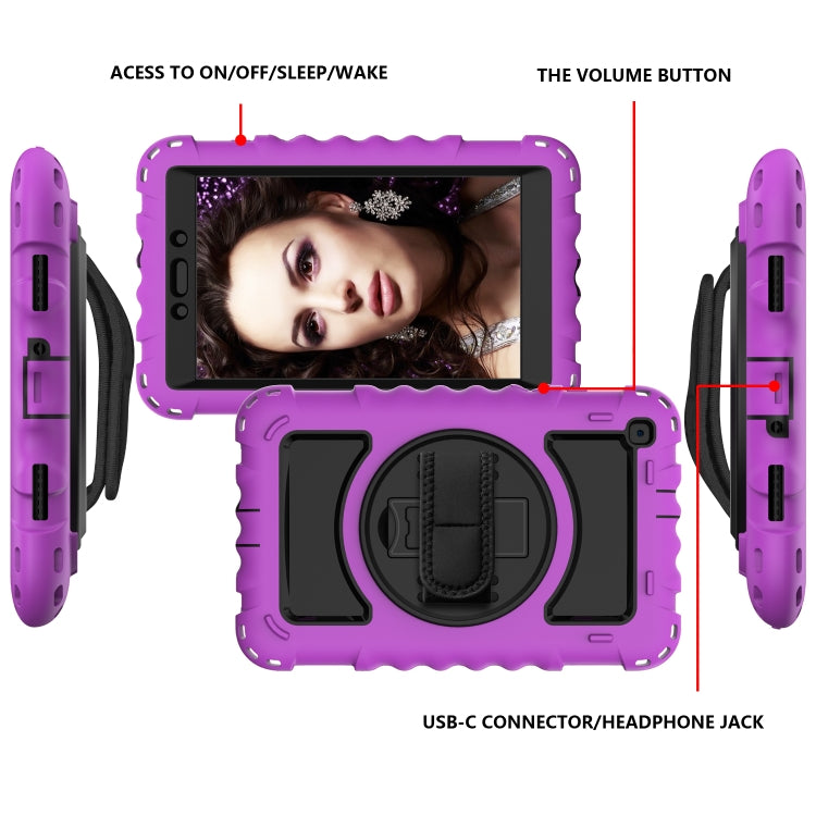 For Samsung Galaxy Tab A 8.0  2019 T290 / T295 360 Degree Rotation PC + Silicone Shockproof Combination Case with Holder & Hand Grip Strap & Neck Strap