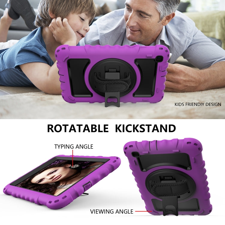 For Samsung Galaxy Tab A 8.0  2019 T290 / T295 360 Degree Rotation PC + Silicone Shockproof Combination Case with Holder & Hand Grip Strap & Neck Strap