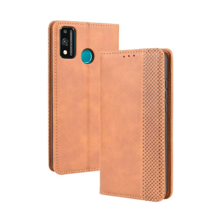 For Huawei Honor 9X Lite Magnetic Buckle Retro Crazy Horse Texture Horizontal Flip Leather Case  , with Holder & Card Slots & Photo Frame