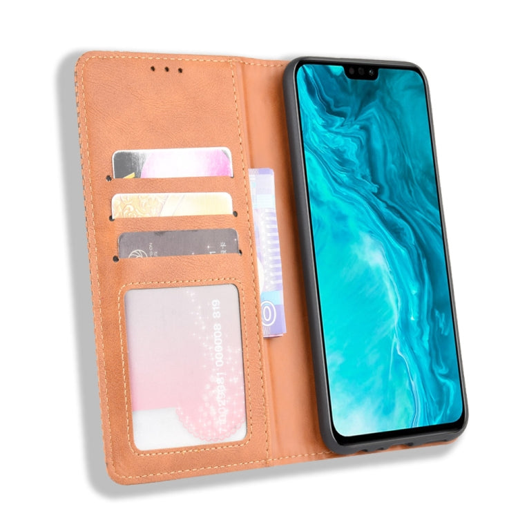 For Huawei Honor 9X Lite Magnetic Buckle Retro Crazy Horse Texture Horizontal Flip Leather Case  , with Holder & Card Slots & Photo Frame