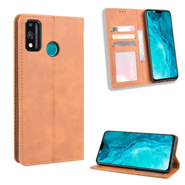 For Huawei Honor 9X Lite Magnetic Buckle Retro Crazy Horse Texture Horizontal Flip Leather Case  , with Holder & Card Slots & Photo Frame